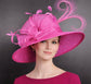 Hot Pink Sinamay Kentucky Derby Hat, Feather Fascinator