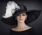 Black White Silk Flower Wide Brim Kentucky Derby Hat,Ascot Hat for Wedding & Tea Party, Garden Party Hat, Mother of the Bride, Church