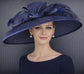 Navy Blue Ostrich Feather Wide Brim Kentucky Derby Hat, Ascot Hat for Wedding & Tea Party, Garden Party Hat, Mother of the Bride, Church