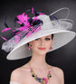 Powder Blue, Navy, Fuchsia Wide Brim Kentucky Derby Hat, Ascot Hat for Wedding & Tea Party, Garden Party Hat, Mother of the Bride, Church