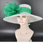 Wide Brim Sinamay Hat for Kentucky Derby,Ascot Royal, Tea Garden Party,Easter Day,Mother of The Bride Elegant Occasion Hat White Kelly Green