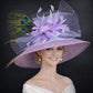 Lilac Purple  Blue Wide Brim Sinamay Hat for Kentucky Derby,Ascot Royal,Tea Garden Party,Easter Day,Mother of The Bride Elegant Occasion Hat