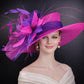 Fuchsia Pink Purple Wide Brim Kentucky Derby Hat, Ascot Hat for Wedding & Tea Party, Garden Party Hat, Mother of the Bride, Church