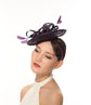 DerbyFascinator Hat Feather Floral Sinamay Headband Fascinator Cocktail Purple