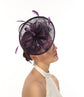 Kentucky Derby Fascinator Hat Feather Floral Sinamay Headband Fascinator Cocktail Purple
