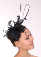Kentucky Derby Feather Floral Sinamay Headband Fascinator Cocktail Navy Blue