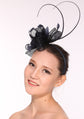 Kentucky Derby Feather Floral Sinamay Headband Fascinator Cocktail Navy Blue