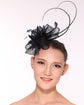 Kentucky Derby Feather Floral Sinamay Headband Fascinator Cocktail Navy Blue