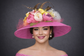 Fuchsia Pink Flower Styles Wide Brim Kentucky Derby Hat, Ascot Hat for Wedding & Tea Party, Garden Party Hat, Mother of the Bride, Church